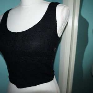 Forever21 M black lace front see-through back crop